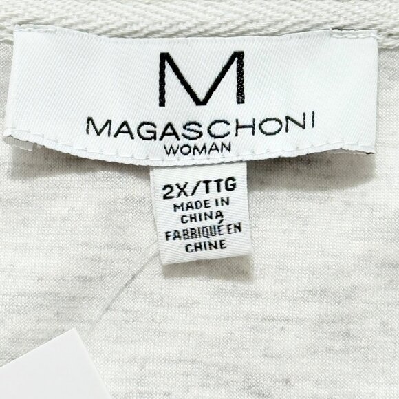 Magaschoni Women's Full Zip 3/4 Sleeve Drawstring Heather Grey Jacket Sz 2X NWT - Picture 9 of 13